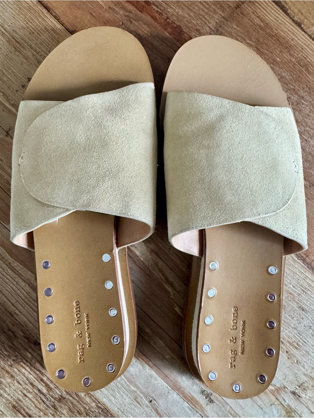rag & bone tan suede slide mules